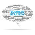 Speech bubble with the words Business Strategy on white background.