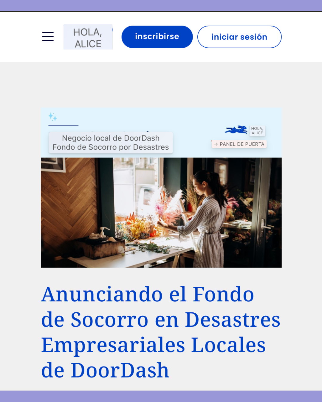 Anunciando el Fondo de Ayuda en Desastres para Empresas Locales de DoorDash