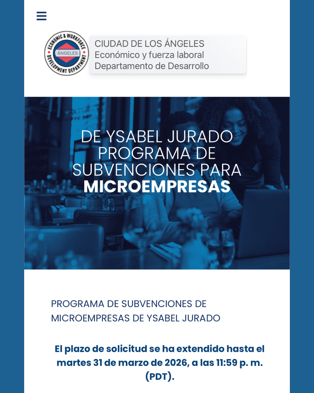 Programa de Subvenciones para Microempresas de Ysabel Jurado