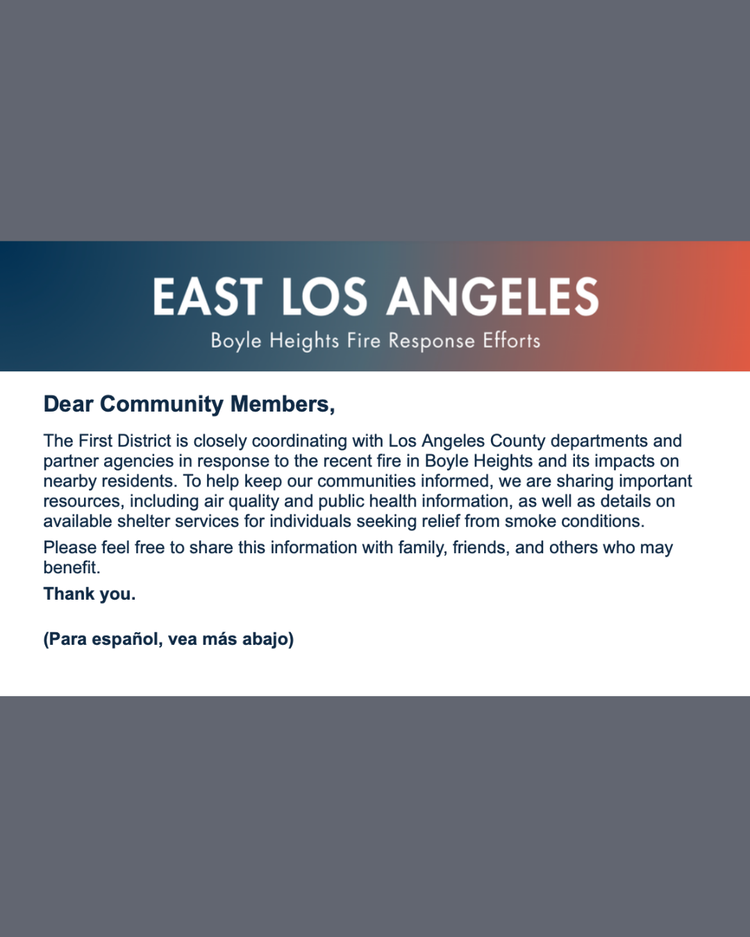 Boyle Heights Fire Response Efforts