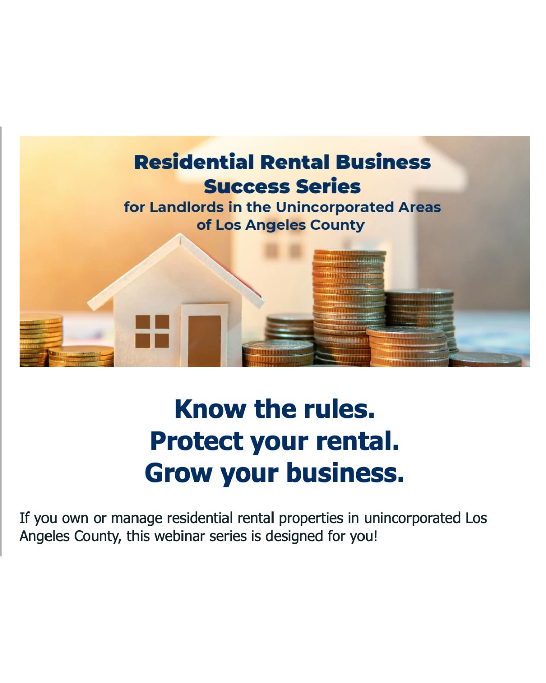 Residential Rental BusinessSuccess Series for Landlords in the Unincorporated Areas of Los Angeles County